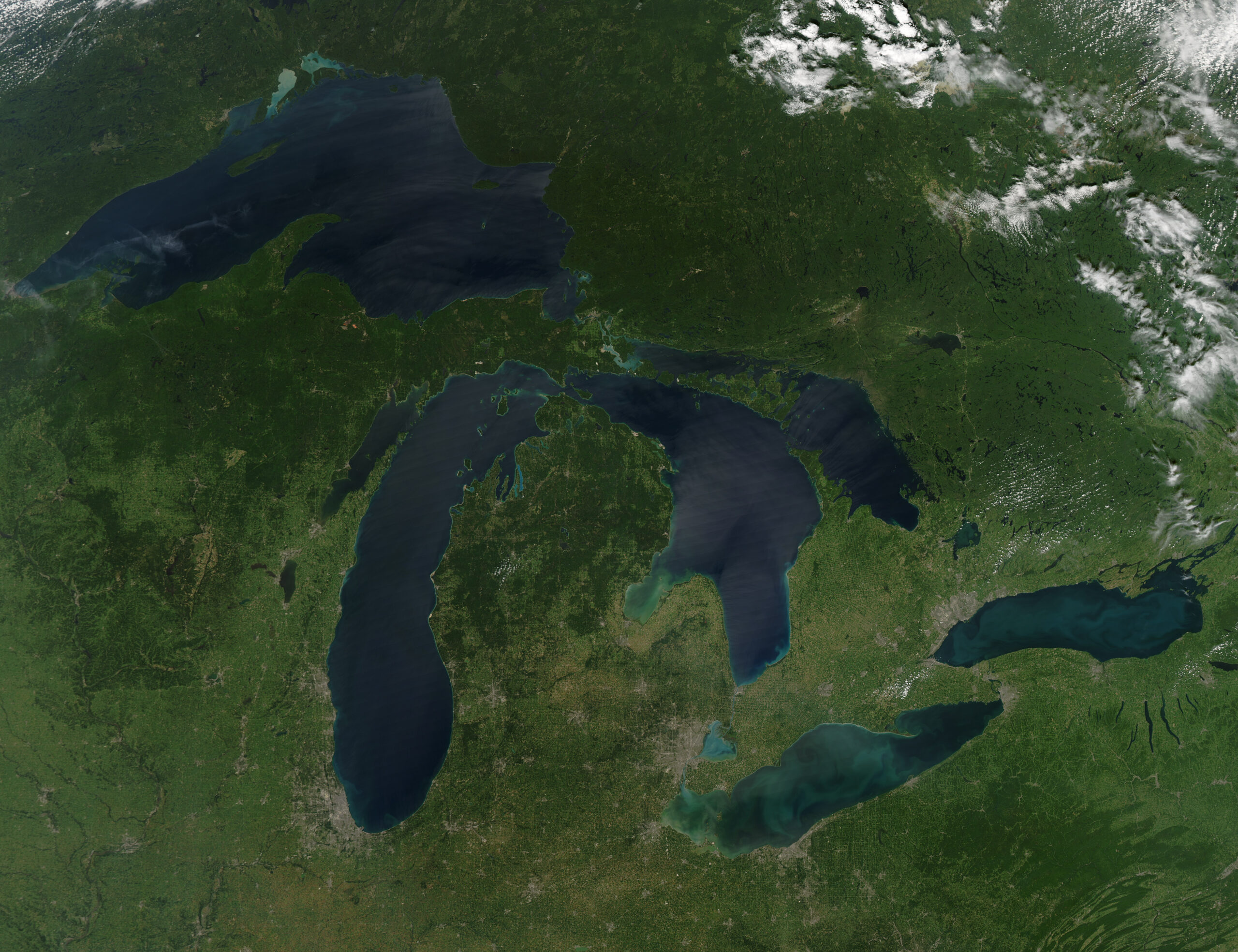 NASA image acquired August 28, 2010 of the Great Lakes.