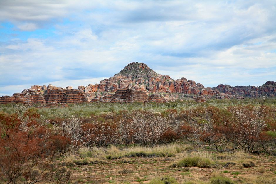 Landscape in the Kimberley region, a heavily eroded rock formation of sand and pebbles