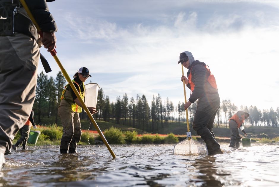 two volunteers fishing for trout